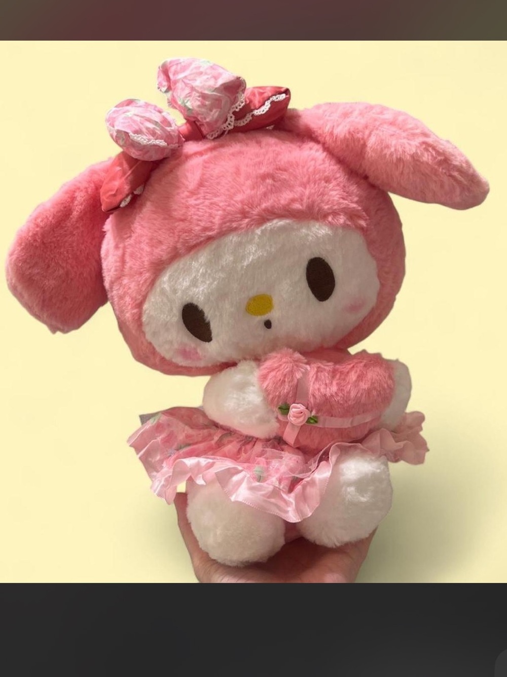 Sanrio My Melody Plush Doll in Pink and White with Bow